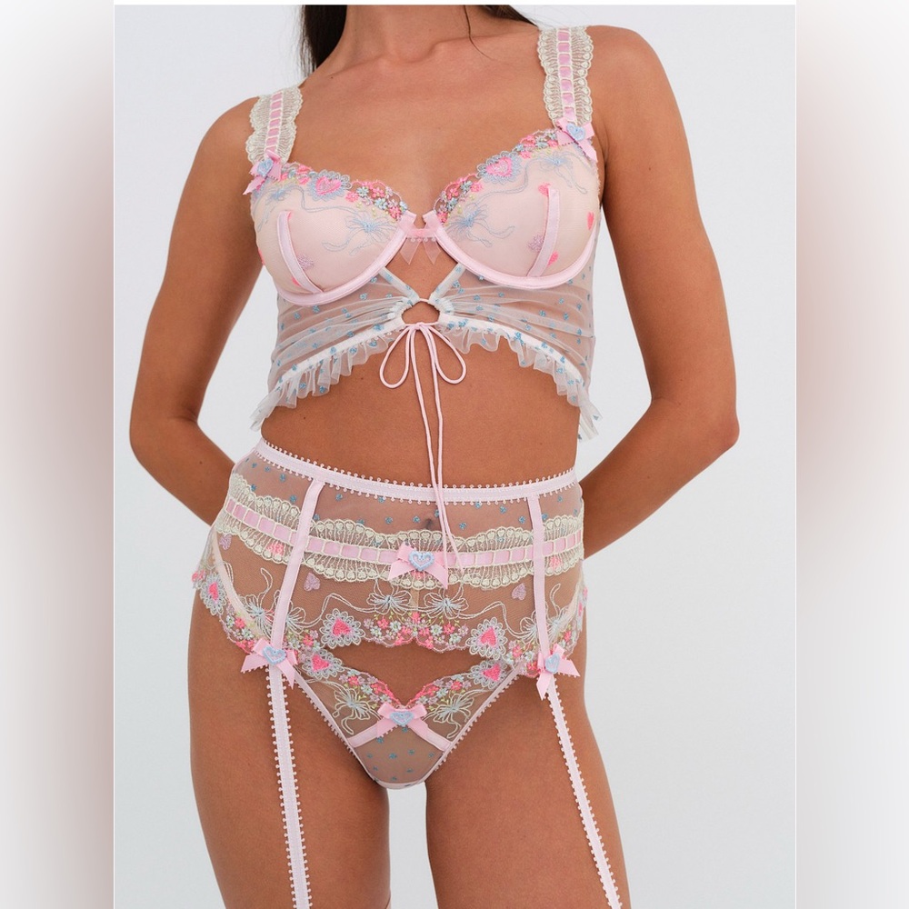 NWT (XL) 2PC set For Love & Lemons Gabriella Longline Bra & Thong